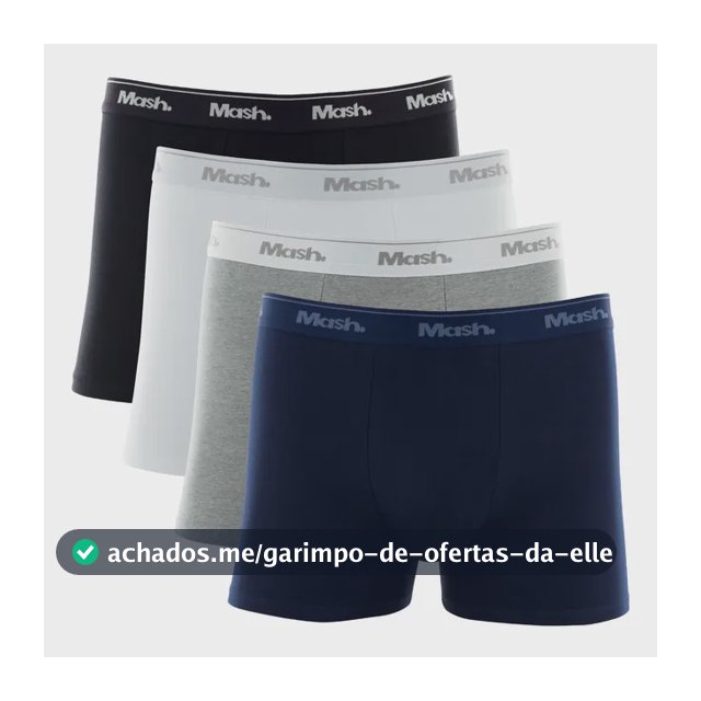 Kit 4 Cuecas Mash Boxer Box Algodão Cotton Original Conforto