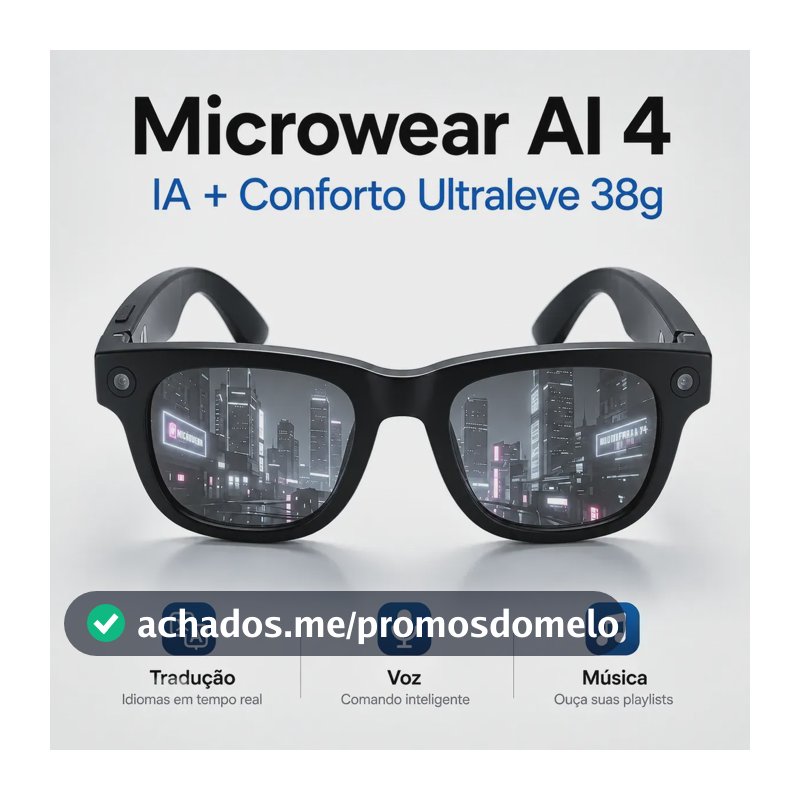 Óculos Inteligente Tradutor Ia Microwear Bluetooth 5.3 Preto Translucida- Inteligente Tradutor X18 W Ai 4 Preto Preto Único