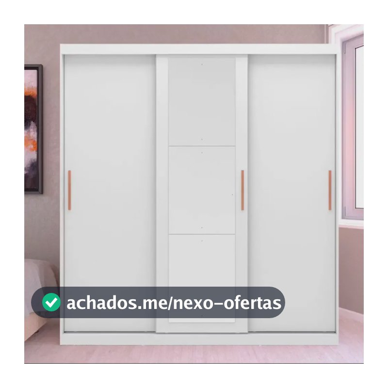 Guarda Roupa Casal Paris Bartira Com Espelho 3 Portas Cor Branco