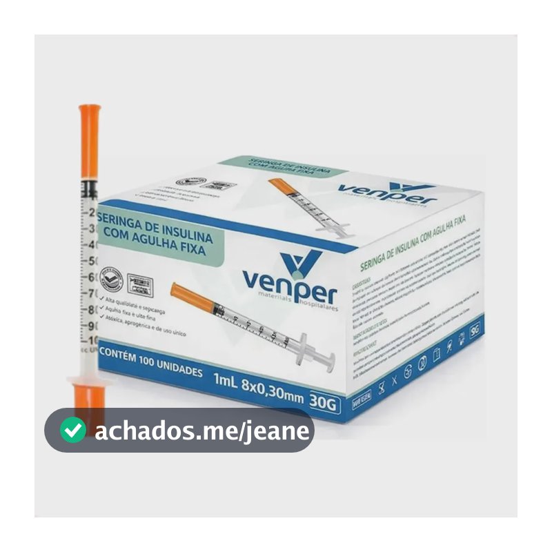 Seringa De Insulina Botox 1ml 8x0,30 30g 100ui 3 Ml 30 Unidades
