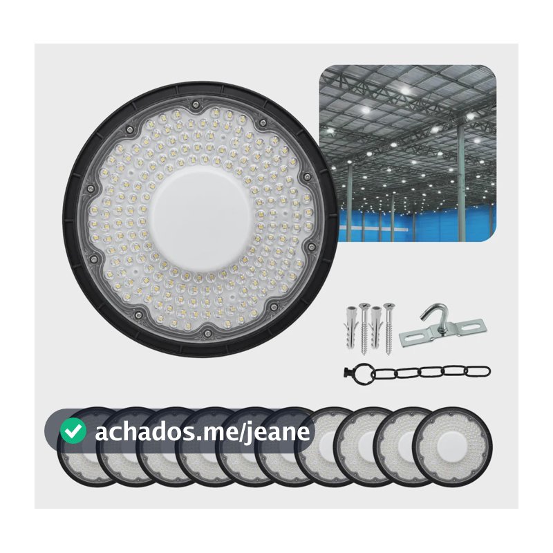 Kit 10 Luminária Ufo Led  High Bay 400w  Bivolt  Luz Frio 127/220v Preto