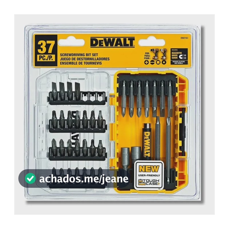 Jogo Dewalt Bits Parafusar Dw2163 37 Peças Pontas Com Estojo