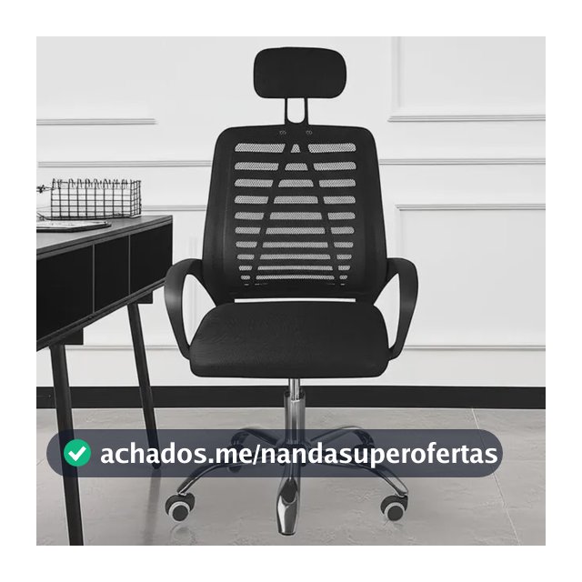 Cadeira Escritório Giratória Office Zebra Estofado Mesh Cor Preto