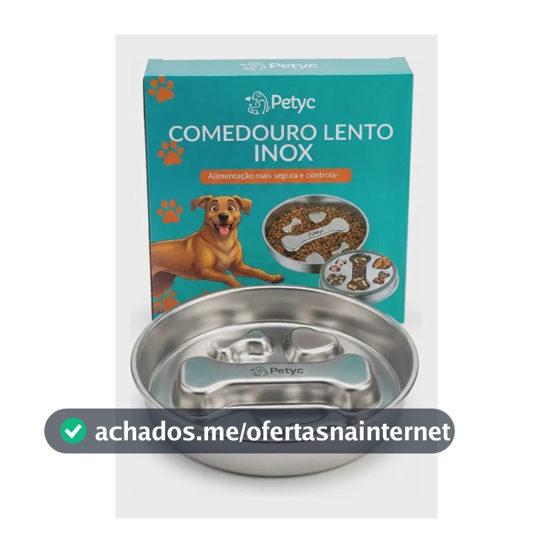 Comedouro Lento de Aço Inoxidável Antiderrapante para Cães, 1kg