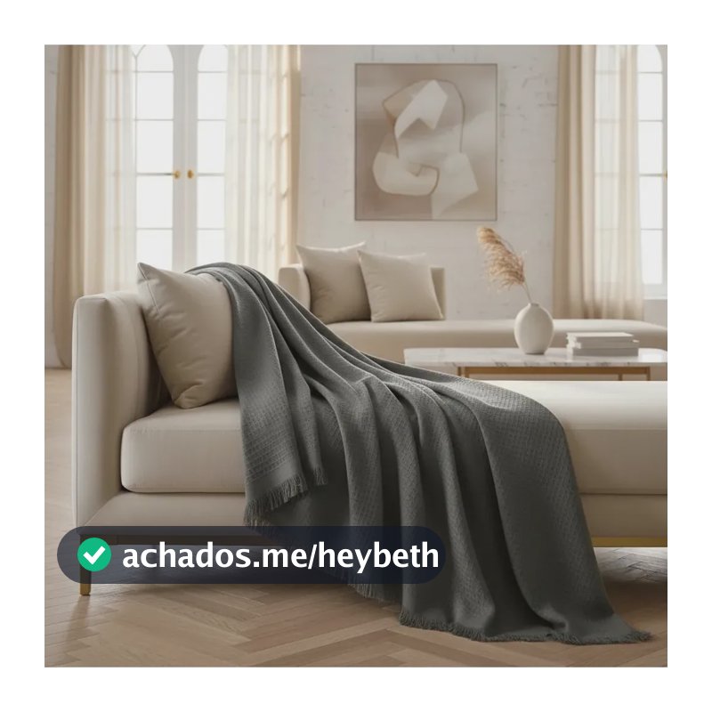 Manta Sofa Luxo Marrocos Dohler Cinza Escuro 150 X 210