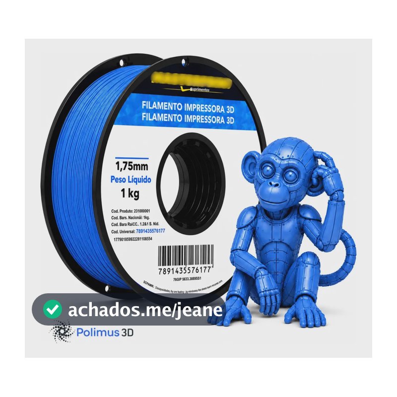 Filamento De Impressão 3D PETG Cor AZUL 1kg MASTERPRINT Brilho Premium Para Imprimir Peças 3D Impressora 3D Modelagem Miniaturas Enfeites e Projetos By Polimus 3D