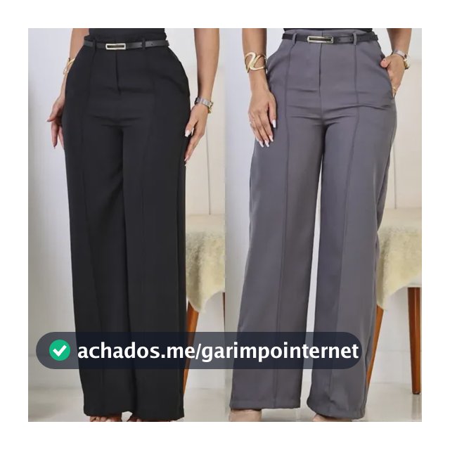 Kit 2 Calça Pantalona Feminina Alfaiataria Elegante C/ Cinto