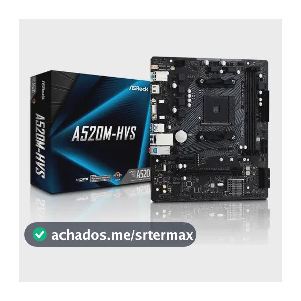 Placa Mae Amd Am4 A520 2xddr4 Hdmi/vga A520m-hvs Asrock Preto