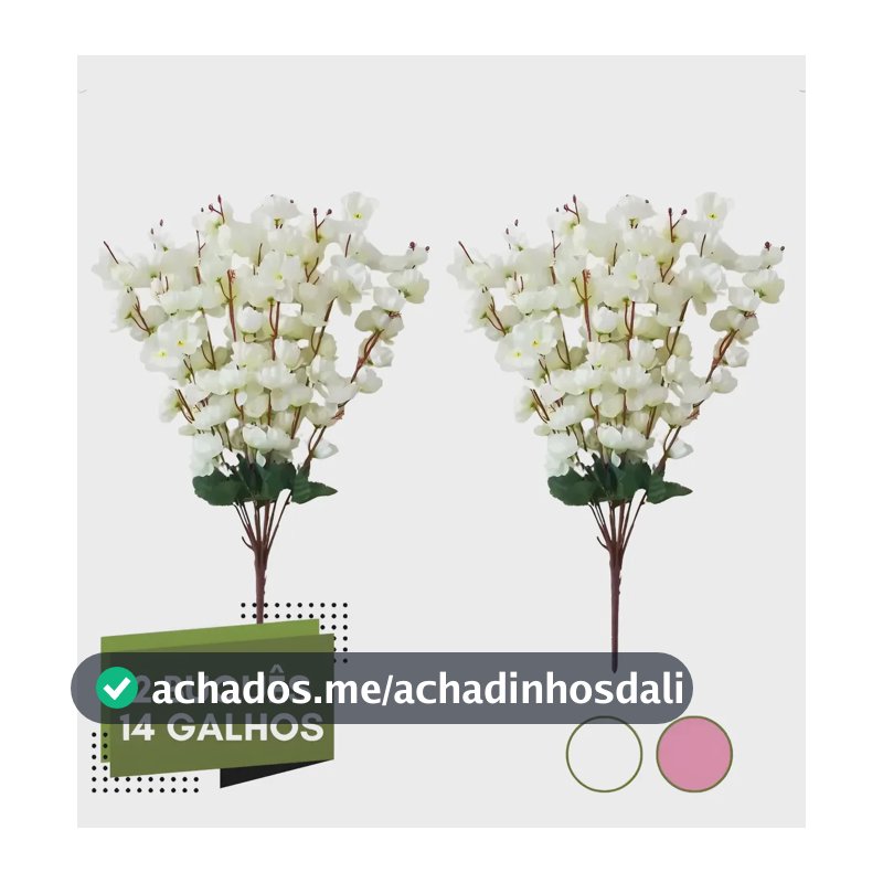 2 Buquê De Flor Cerejeira Artificial Decoração 14galhos 55cm Branca