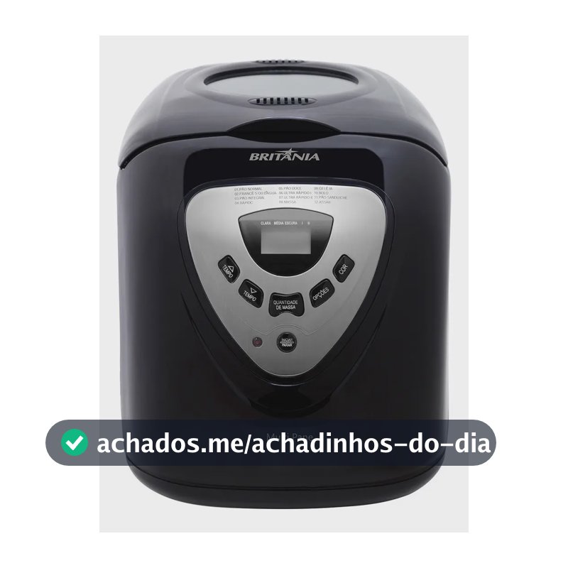 Panificadora Multipane 12 Programações Com Função Timer e Antiaderente Potência de 550 W Cor Preto Britânia