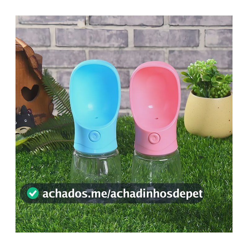 Garrafa Água Bebedouro 350ml Portátil Pet Cachorro Passeio Cor Azul