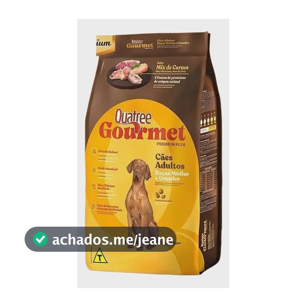 Ração Cachorro Adulto Quatree Gourmet Sem Corante 15kg