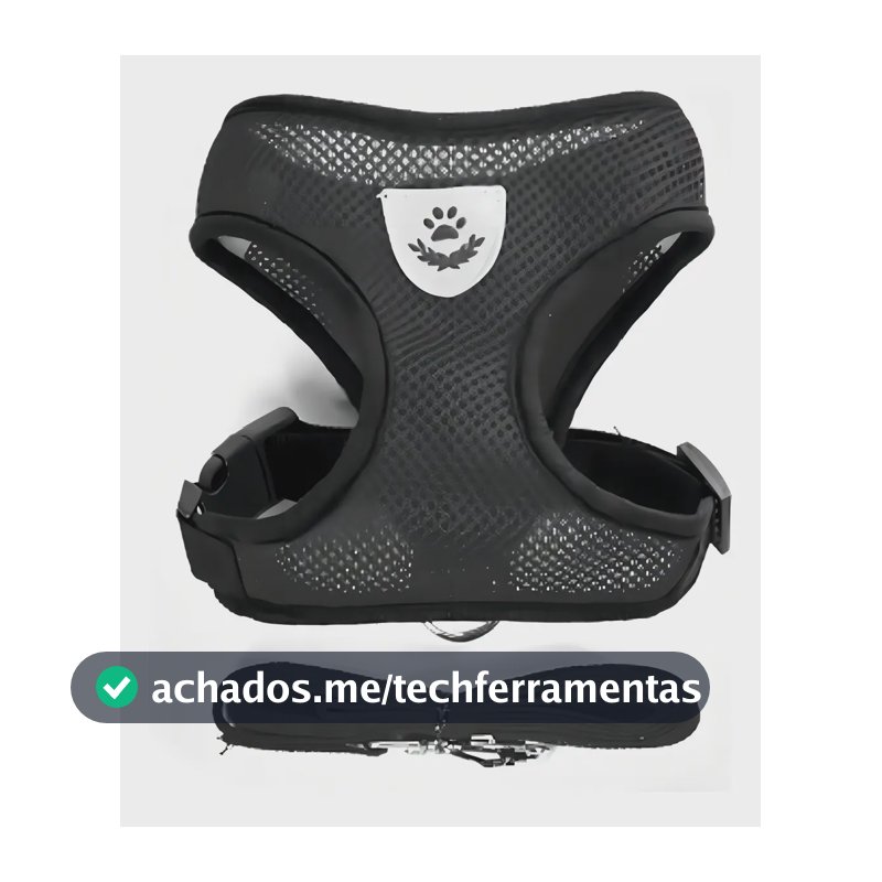 Coleira Peitoral Para Gatos Com Guia Cor Preto Tamanho da coleira P Bacon Born
