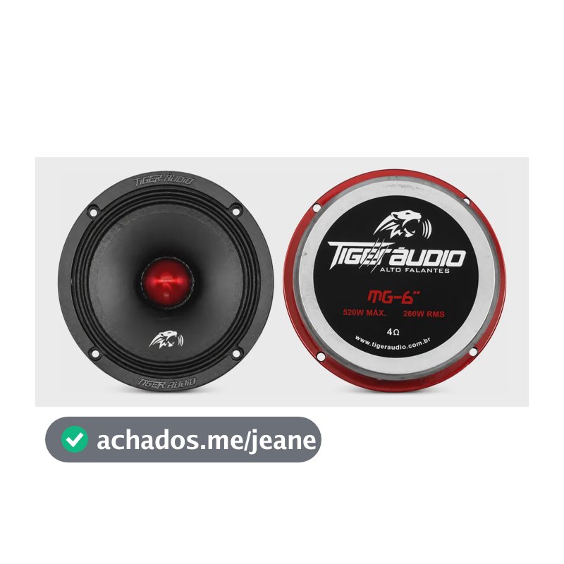1 -par Alto Falante Tiger Áudio 260mg-6 Polegadas 520 W Rms  Vermelho