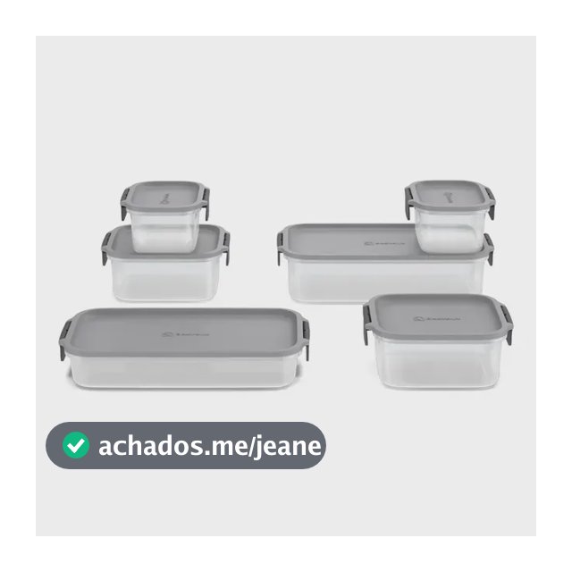 Electrolux Kit 6 Potes Herméticos De Plástico Cinza, 12,4l, Safelock, Empilhável e Modular