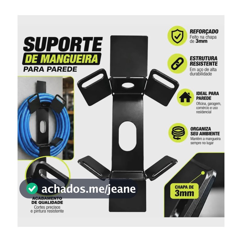 Suporte De Mangueira Reforçado De Aço Preto