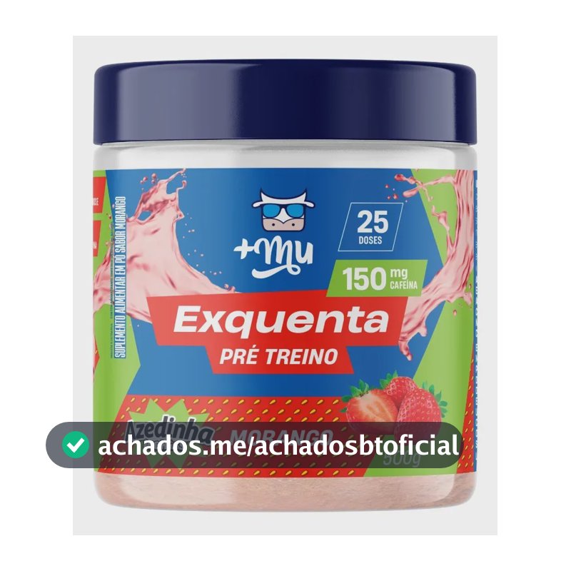 Cafeína +Mu Pré-treino em pó sabor Morango x 500g