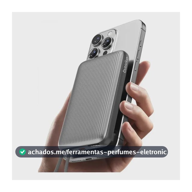 Power Bank Magnético Basike 10.000mAh, Carregador Portátil Turbo Sem Fio com MagSafe