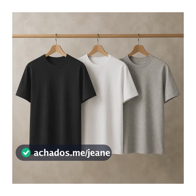 Kit 3 Camiseta Masculina Lisa Básica Casual Algodão Penteado