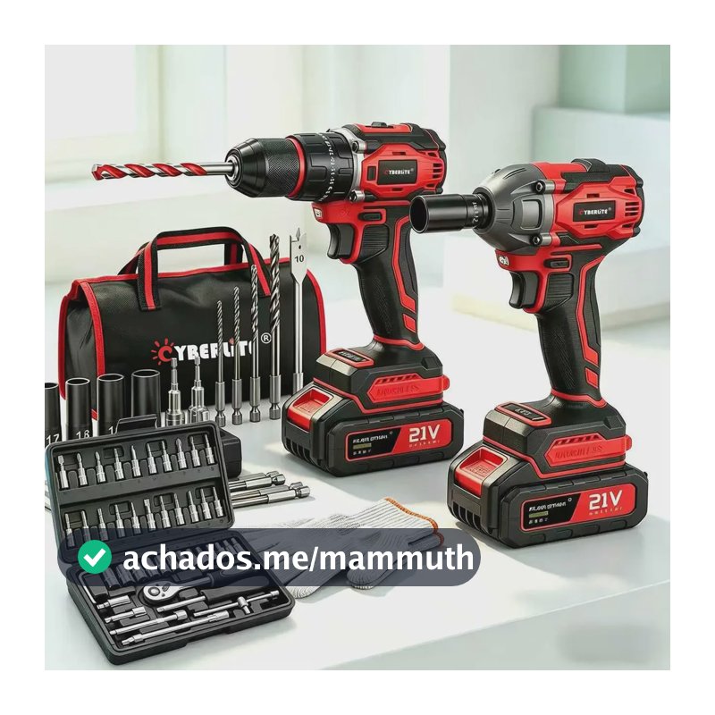 Parafusadeira 21v Impacto 2 Baterias Kit Completo Cyberlite Vermelho 127/220v 50 Hz