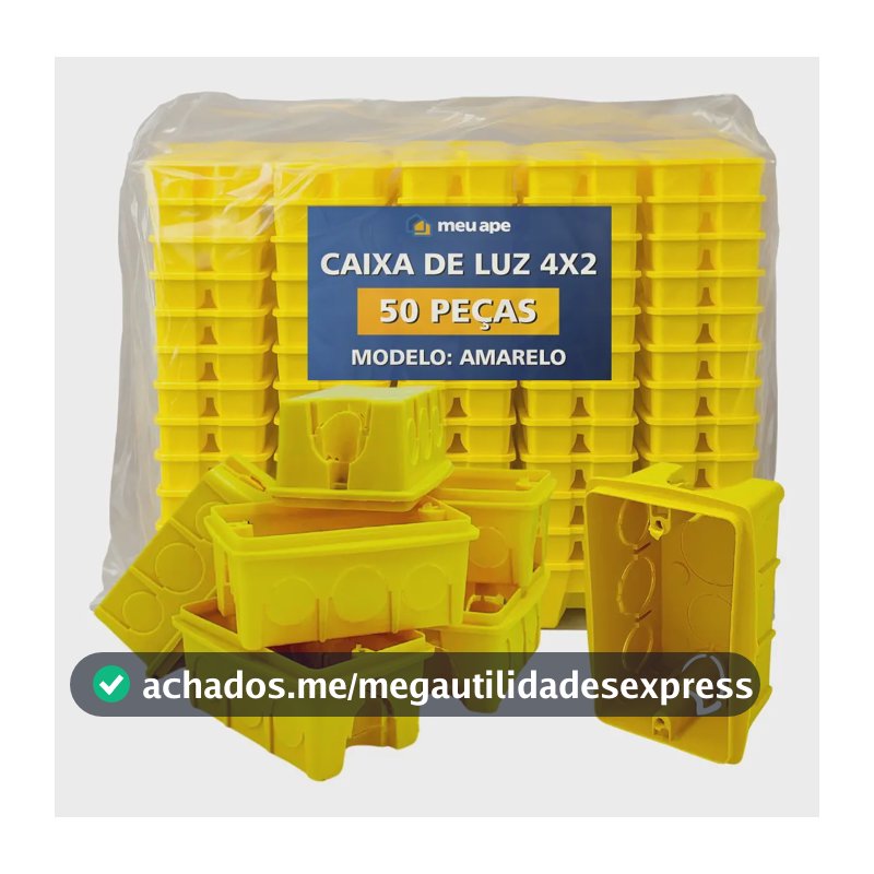Kit 50 Caixas de Luz 4x2 Amarela Reforçada Tomada Interruptor Embutir Meu Ape Store