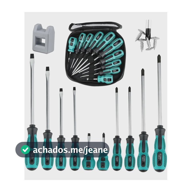 Kit Jogo Chave Fenda E Philips Imantado Profissional 10 Pçs