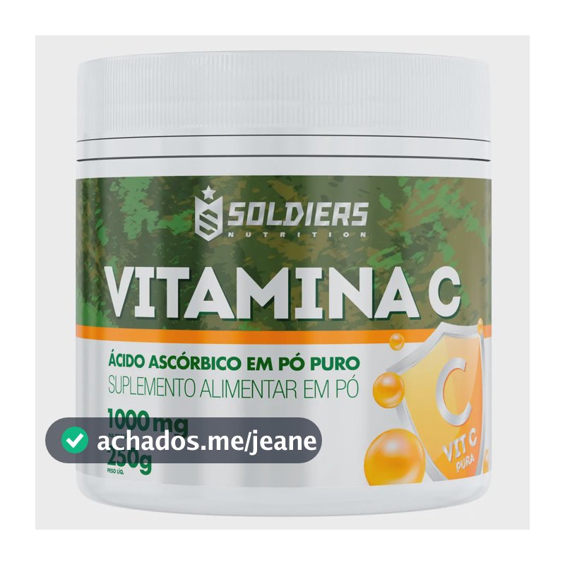 Vitamina C Em Pó Ácido Ascóbico 250g 100% Puro Soldiers Nutrition Bem-Estar Energia