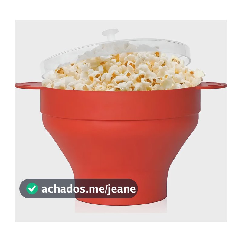 Balde Da Pipoca Pipoqueira Para Microondas Em Silicone Cor Vermelho