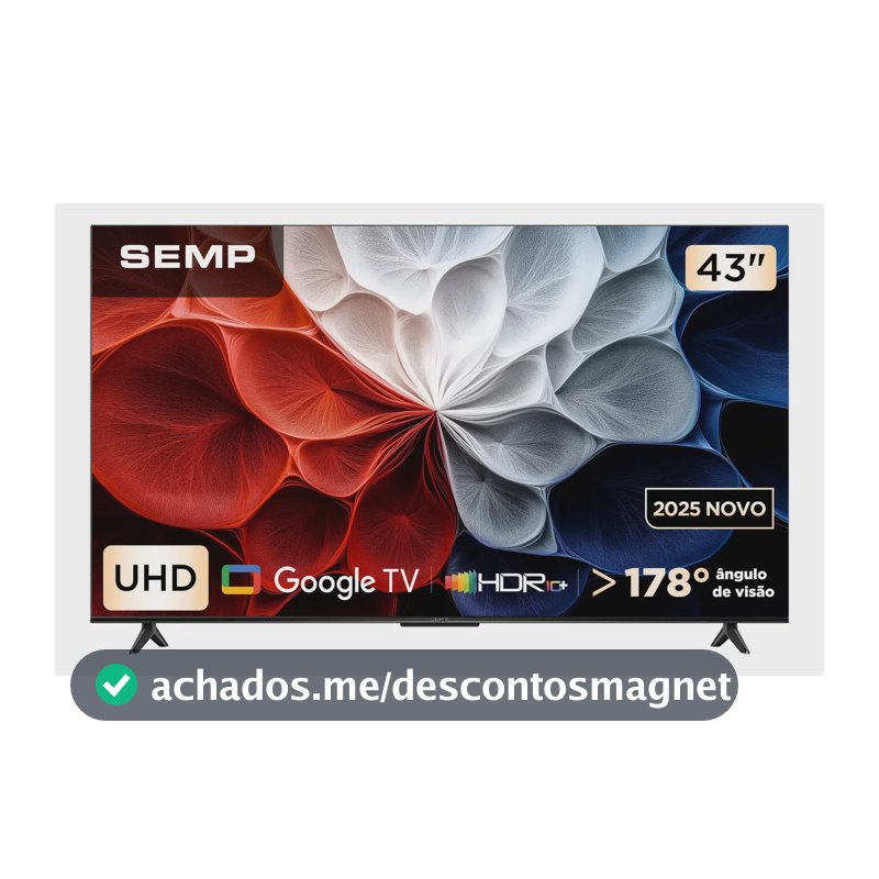 Smart Tv Semp 43 Polegadas Led Hva 4k S62 Wifi Bluetooth Google Tv 3 Hdmi Hdr10+ Dolby Audio 43s62
