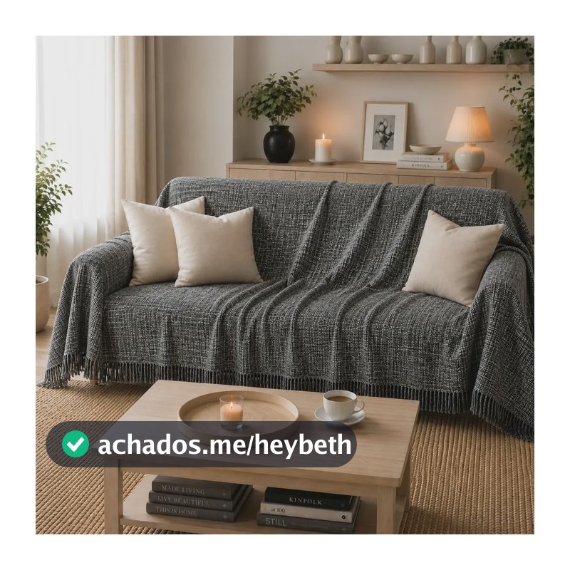Manta Para Sofá Gigante 300x180 (king Size) Algodão Promoção Preto Mesclado Liso