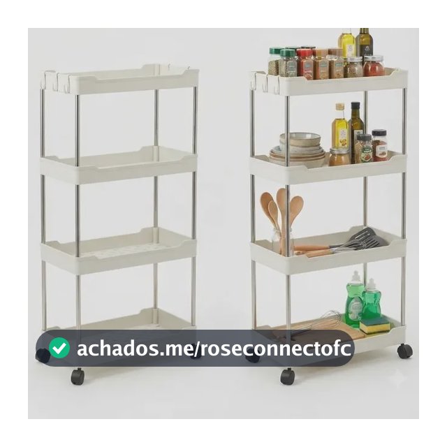 Carrinho Organizador Multiuso Prateleiras 4 Andares C/ Rodas Branco