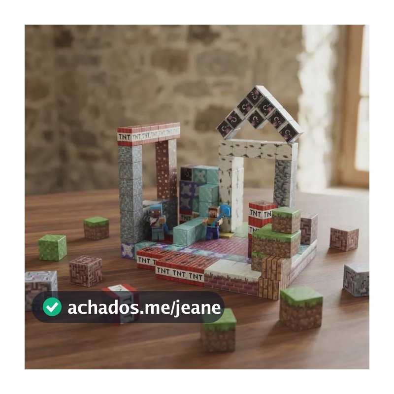 Kit de Blocos Magnéticos Minecraft com 184 Peças para Crianças