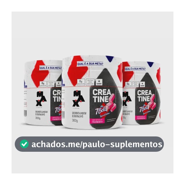 Creatina 7 Belo 300g Creatina Monohidratada Sabor Framboesa Kit 3 Força Energia Alta Performance Treino