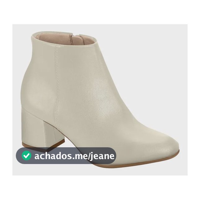 Bota Feminina Cano Curto Salto Bloco Médio Beira Rio Branco Off Napa Floather 36 Br