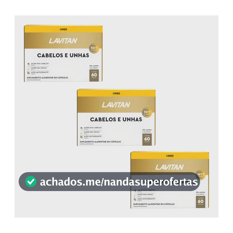 3 Lavitan Suplemento Vitamina Cabelos Unhas 60comp Cimed Sabor Neutro