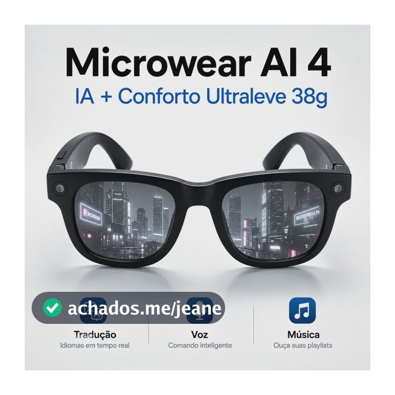 Óculos Inteligente Tradutor Ia Microwear Bluetooth 5.3 Preto Translucida- Inteligente Tradutor X18 W Ai 4 Preto Preto Único