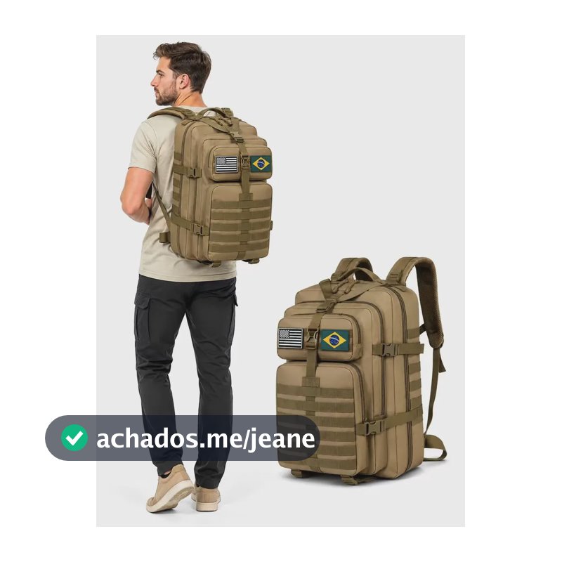 Mochila Tática Impermeável Cor Bege Reforçada Resistente Trilhas Camping Viagem