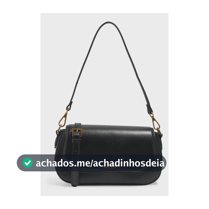 Bolsa Baguete Média Soft Preta Alça Ombro Acambamento Dos Ferragens Ouro Cor Preto Correia De Ombro Preto Desenho Do Tecido Floater