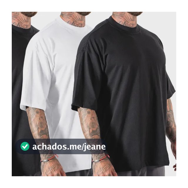 Kit - Camisetas Oversized Gola Reforçada 2 Preta 1 Branca