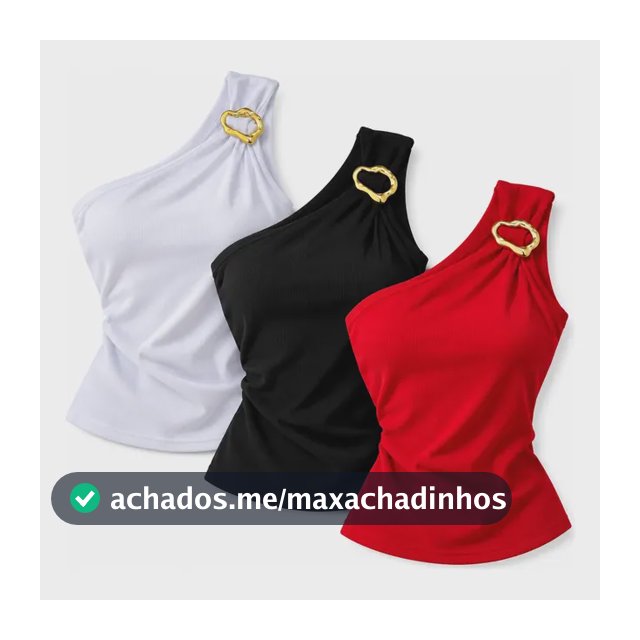 Kit 3 Blusa Nula Manca Canelado Fivela Elegante Confortável