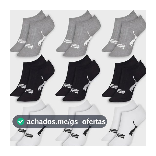 Kit 9 Pares Meias Puma Sapatilha Soquete Invisível Original