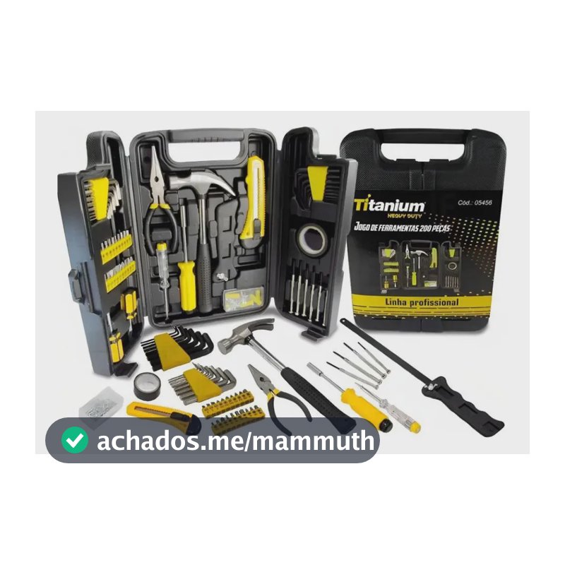 Kit Ferramentas 200 Peças c/ Maleta Titanium - Chaves, Alicates, Martelos, Serra - Aço Carbono - DIY Oficina Casa
