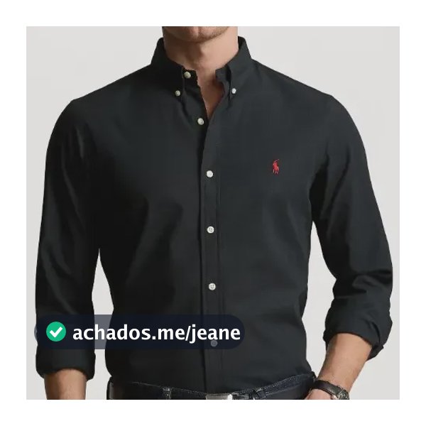 Camisa Masculina Ralph Lauren Custom Fit Preto