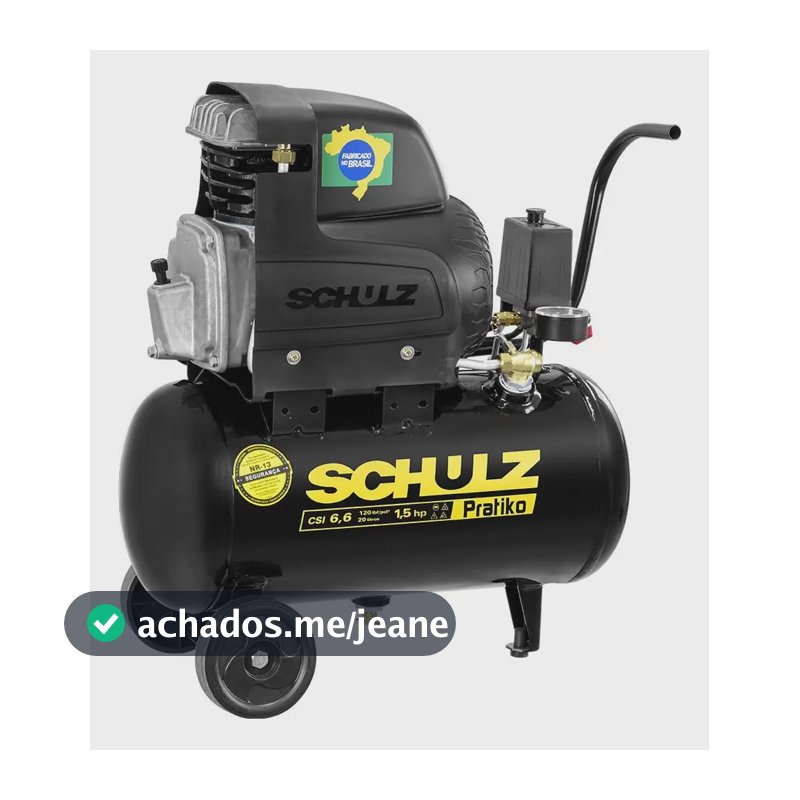 Compressor De Ar Csi6 Schulz 20l Cor Preto Fase Elétrica 1,5CV 60HZ Monofásica