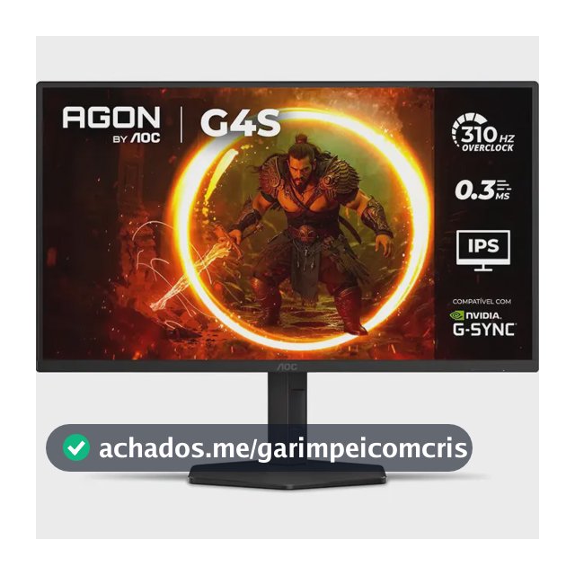 Monitor Gamer AOC AGON G4S 25" 310Hz 0.3ms HDR400 IPS Base Ajustável 25G4S/P Preto