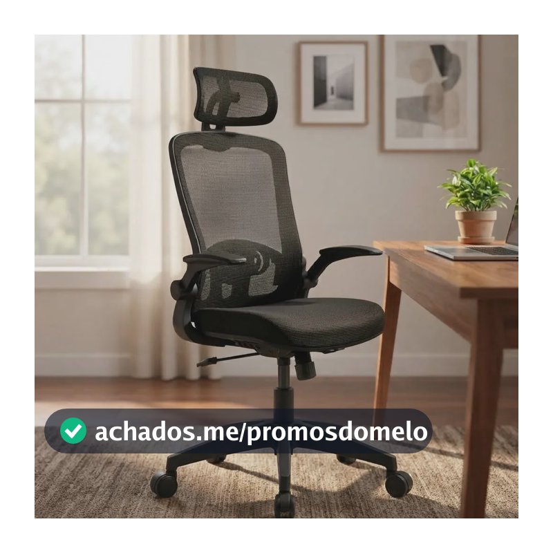 Cadeira De Escritório Ergonômica Giratória Premium Tela Mesh Preto Espuma De Alta Densidade