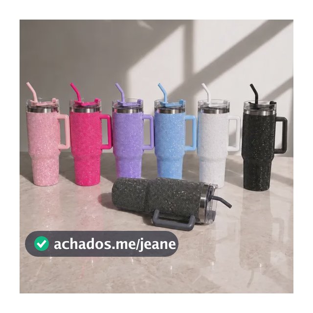 Copo Térmico Inox 1,2l Com Alça, Tampa E Canudo Metal Strass