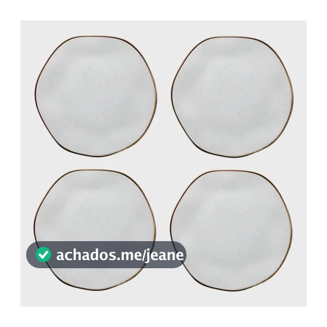 Jogo 4 Pratos Raso Porcelana Oxford 27,5cm Maresia Orgânico