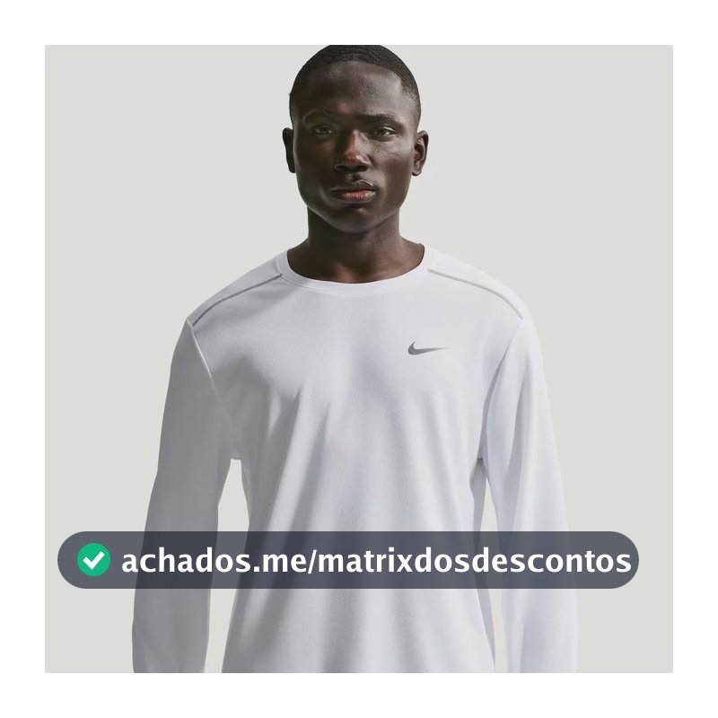 Camiseta Dri-fit Nike Manga Longa Uv Miler Masculina Branco G