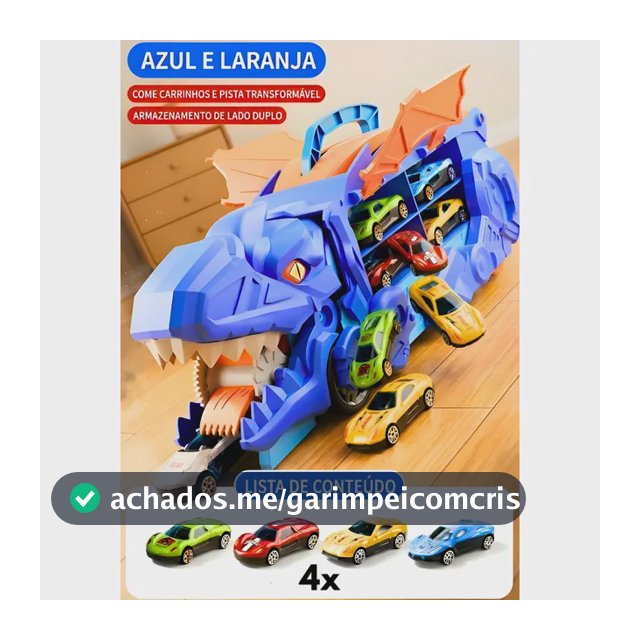 Caminhão Dinossauro Pista Com Carrinhos Maleta Transporte Azul